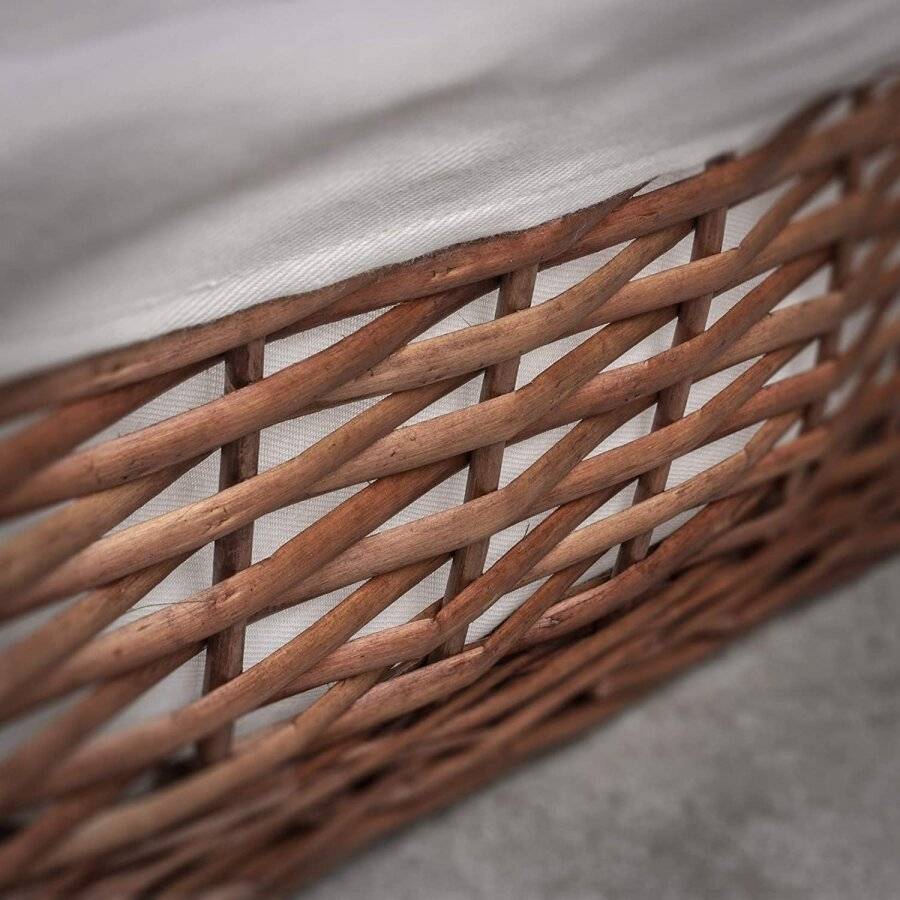 Woodluv Brown Wicker Storage Basket With Removable Lining - Large