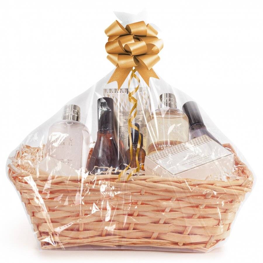 Woodluv DIY Set of 2 Wicker Gift Hamper Basket Kit - Honey/Gold Ribbon