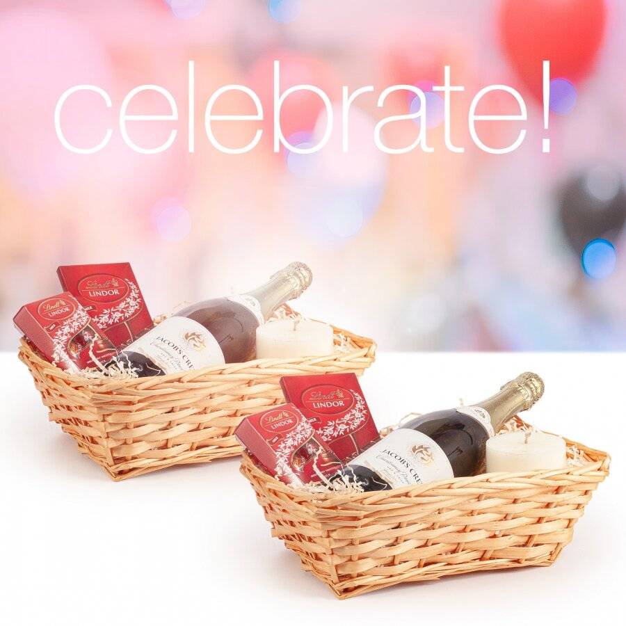 Woodluv DIY Set of 2 Wicker Gift Hamper Basket Kit - Honey/Gold Ribbon
