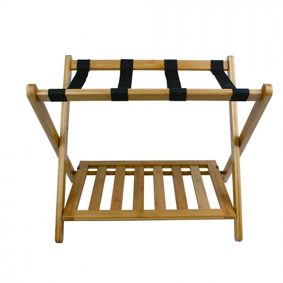 Woodluv Durable Bamboo Wood  Folding Luggage Rack/Suitcase Stand