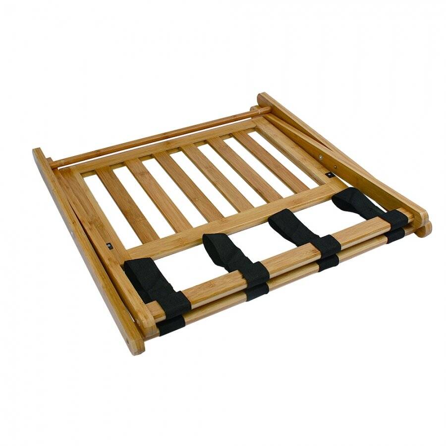 Woodluv Durable Bamboo Wood  Folding Luggage Rack/Suitcase Stand