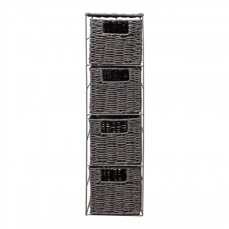 Woodluv Eco Friendly 4 Drawer Paper Rope Storage Unit, Grey