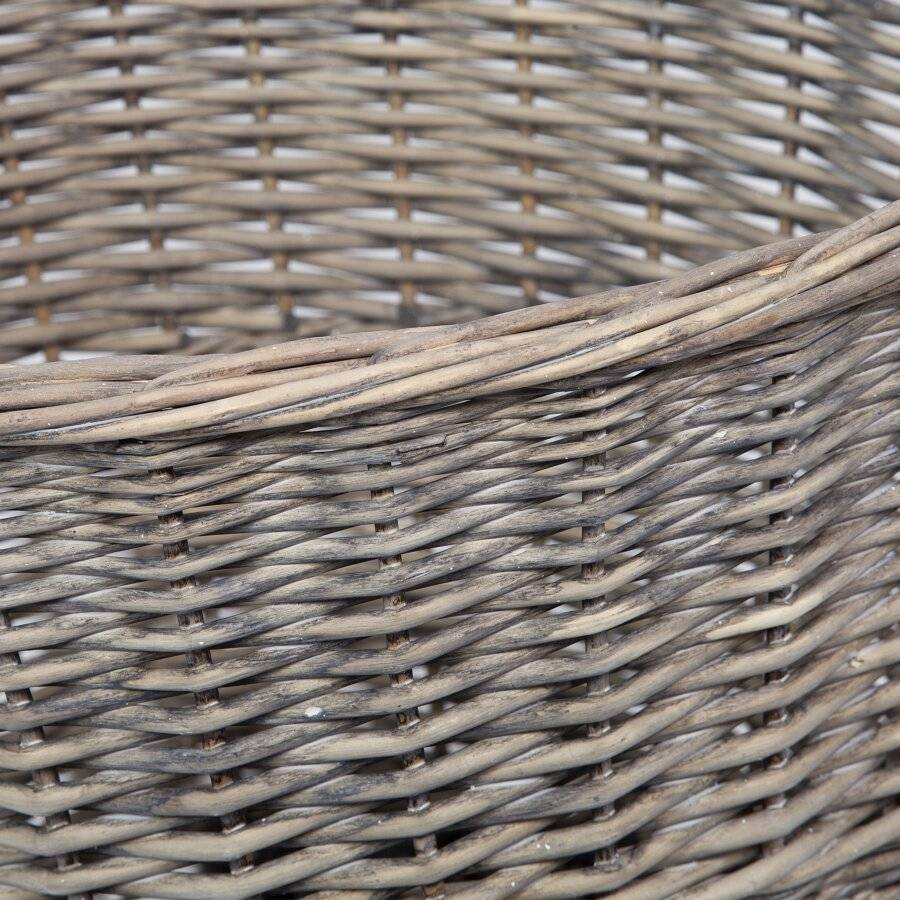 Woodluv Antique Finished, Handmade Round Willow Log Basket - Smoke