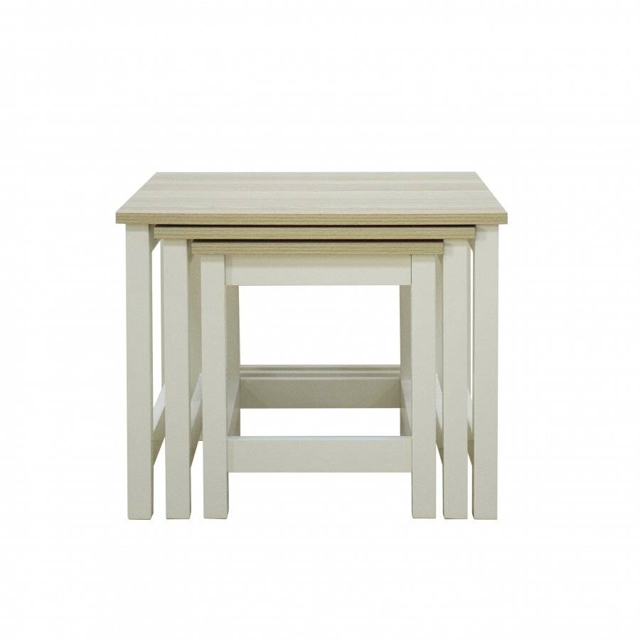 Woodluv Elegant Nest of 3 MDF Tables Bedside - Buttermilk