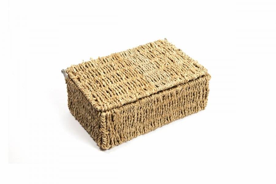 Woodluv Elegant Small Seagrass Storage Basket With Lid