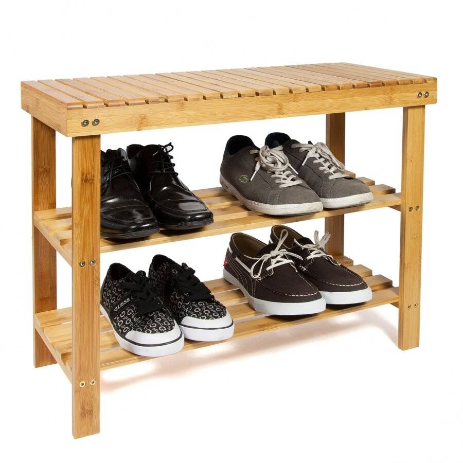 Woodluv  Excellent Quality 2 Tier Durable Bamboo Wood Shoe Organizer