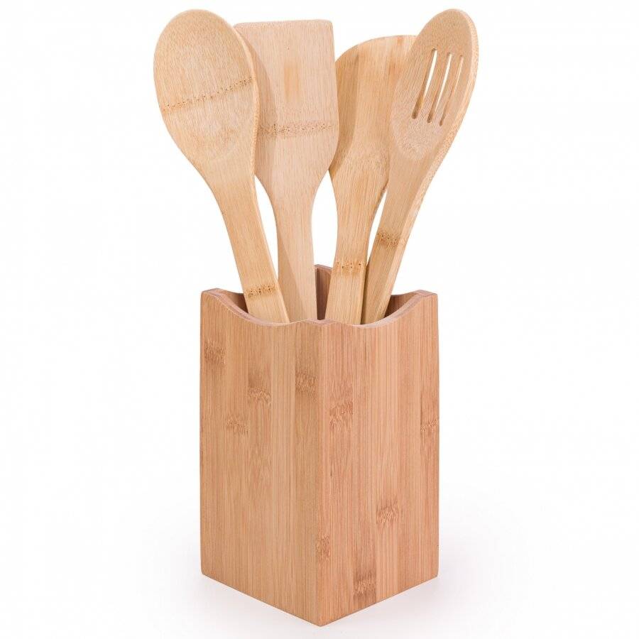 Woodluv Excellent Quality  Bamboo Utensil Holder Set