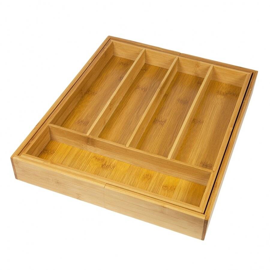 Woodluv Expandable 5-7 Compartments Bamboo Cutlery Drawer Organizer