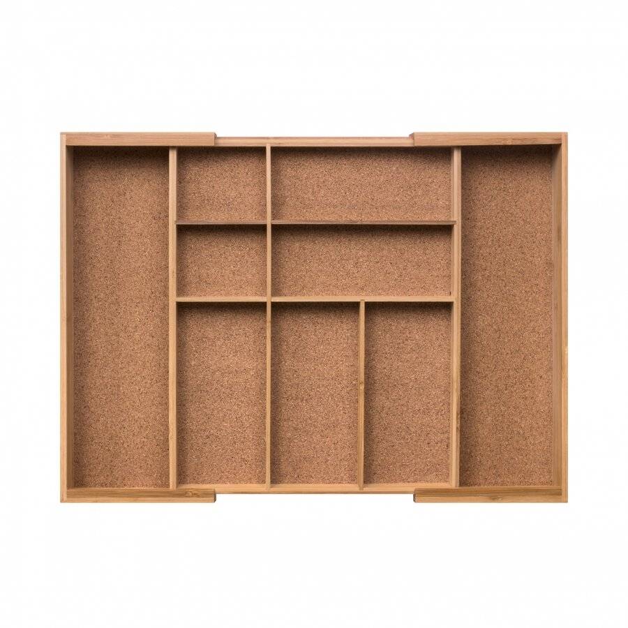 Woodluv Expandable Cork Lined 7-9 Compartments Drawer Organizer