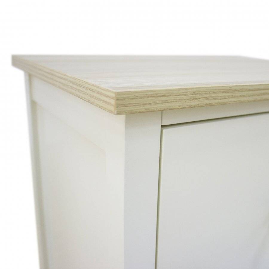 Woodluv Exquisite 2 Drawer MDF Bedside Table - Buttermilk & Wood