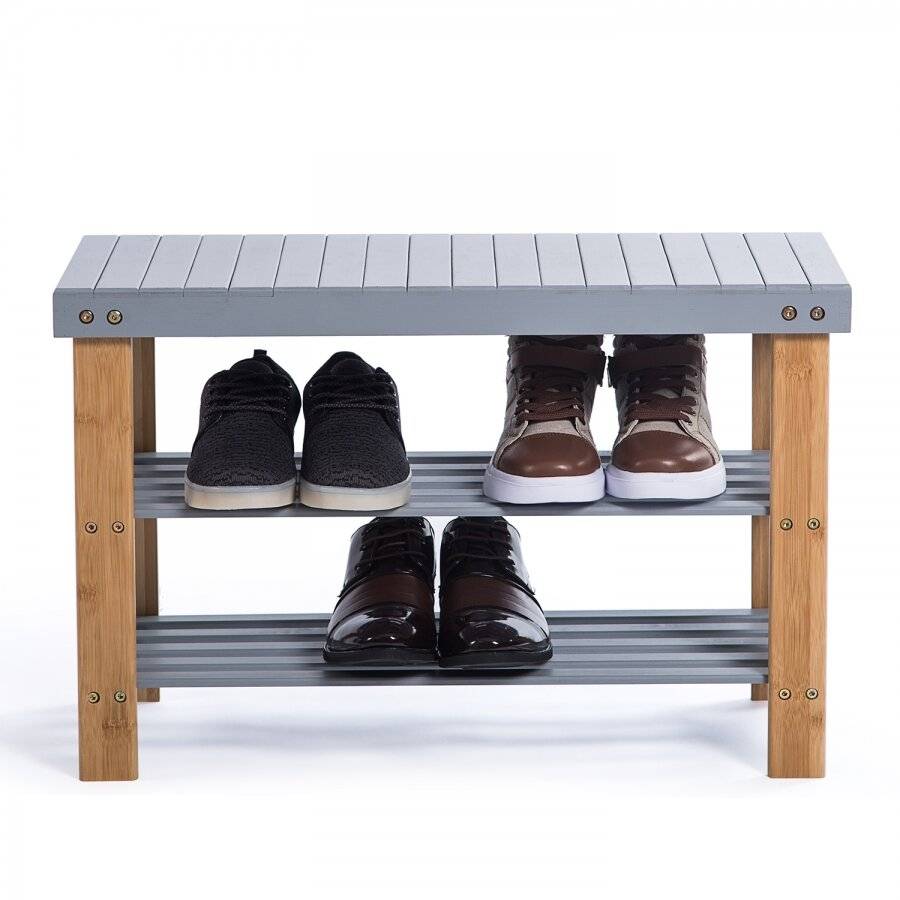 Woodluv Exquisite 3 Tier  Bamboo Wood Shoe Storage Hallway Bench