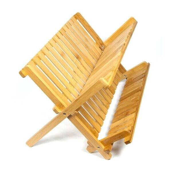 Woodluv Exquisite Bamboo Wood Folding Dish Drainer Unit