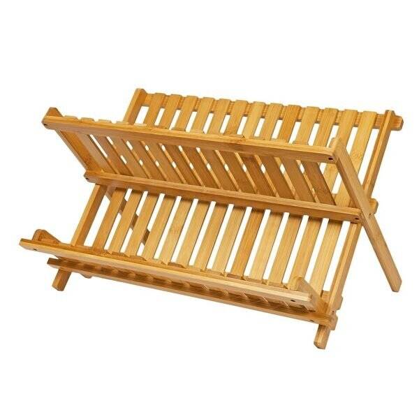 Woodluv Exquisite Bamboo Wood Folding Dish Drainer Unit