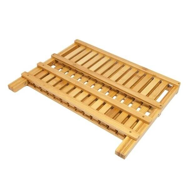 Woodluv Exquisite Bamboo Wood Folding Dish Drainer Unit