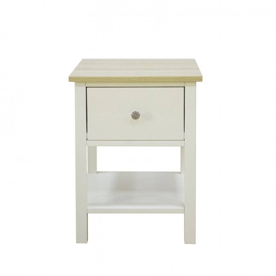 Woodluv Exquisite MDF One Drawer Bedside Table - Buttermilk