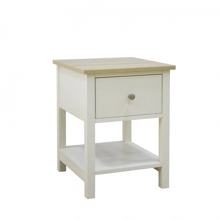 Woodluv Exquisite MDF One Drawer Bedside Table - Buttermilk