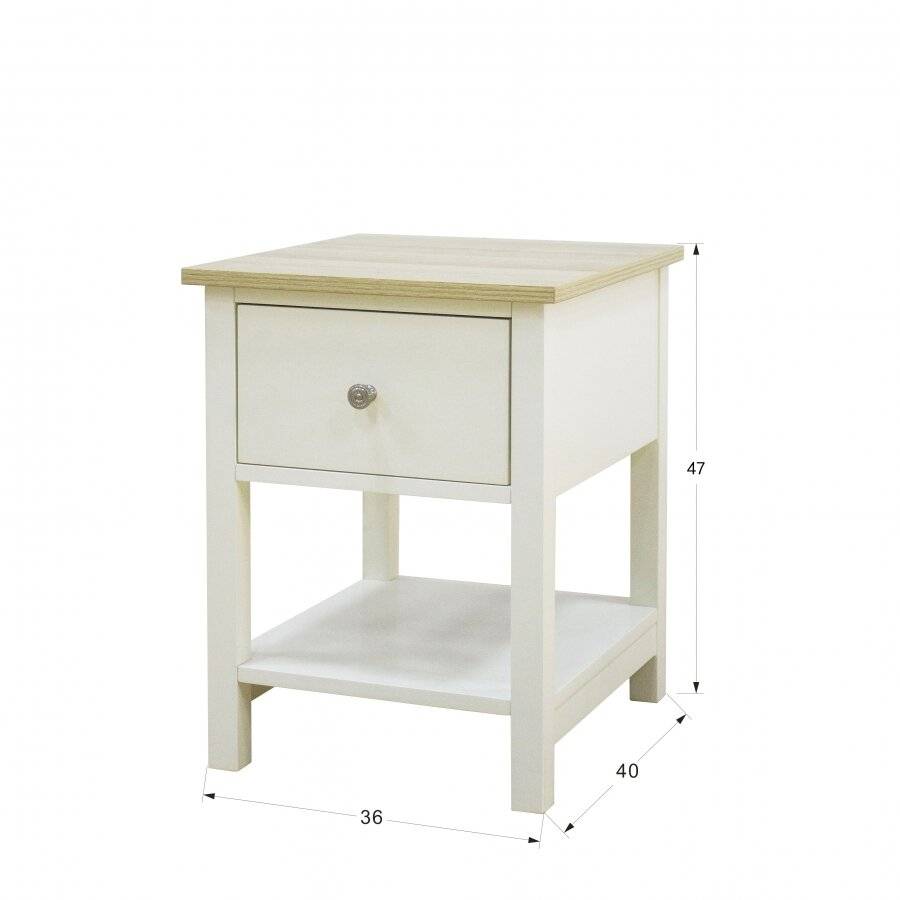 Woodluv Exquisite MDF One Drawer Bedside Table - Buttermilk