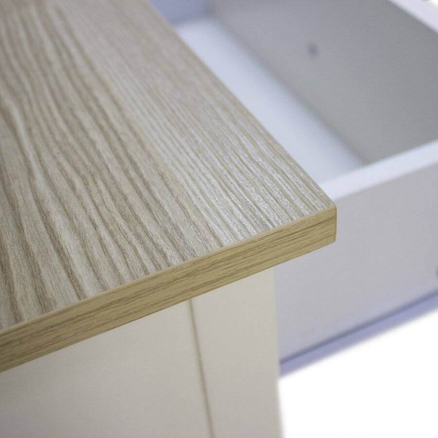 Woodluv Exquisite MDF Bedside Storage Table - Buttermilk & Wood