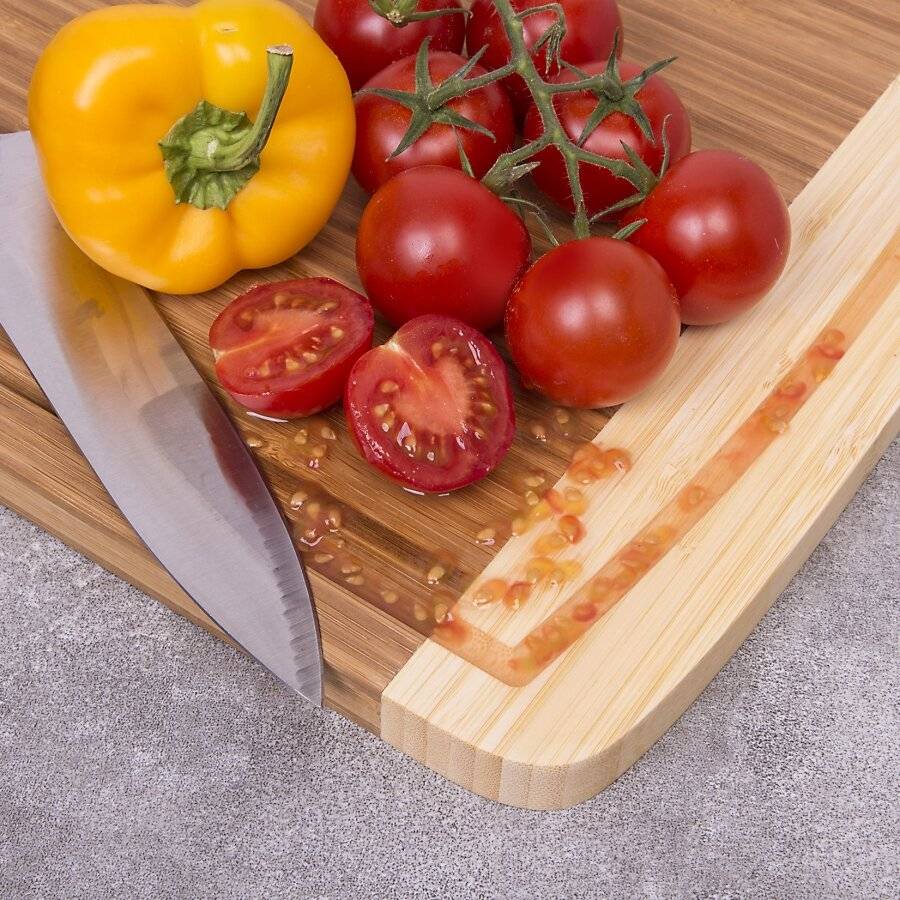 Woodluv XL Chopping Boards With Juice Groove & 2 Cooking Utensils