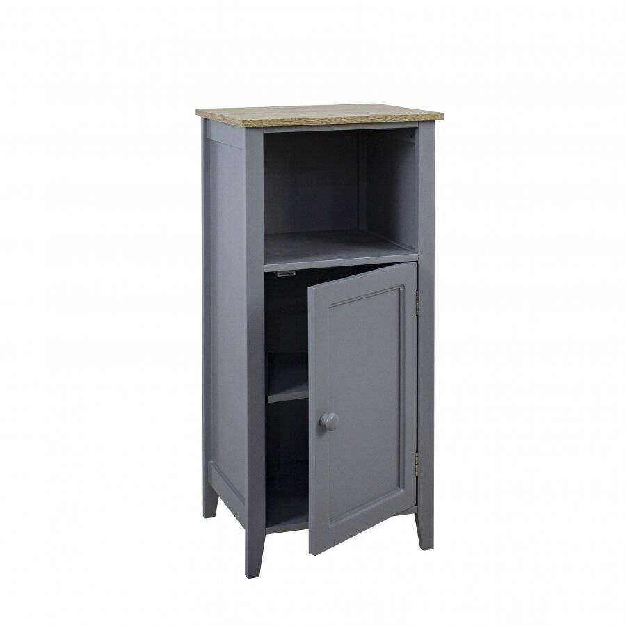 Space Saving Floor Standing Bedside Cabinet Storage Unit, MDF - Grey