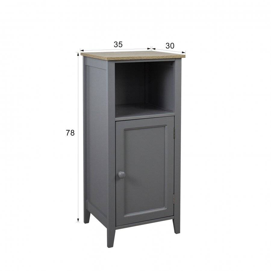 Space Saving Floor Standing Bedside Cabinet Storage Unit, MDF - Grey