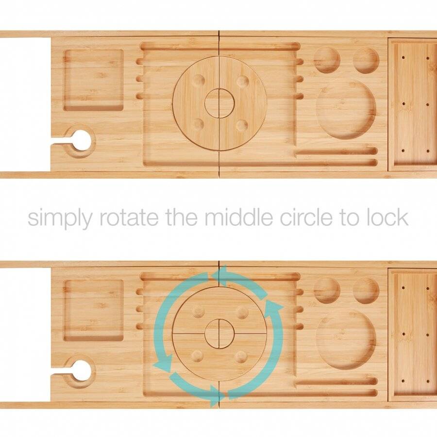 Woodluv Foldable Extendable Bamboo Bathtub Caddy, Natural