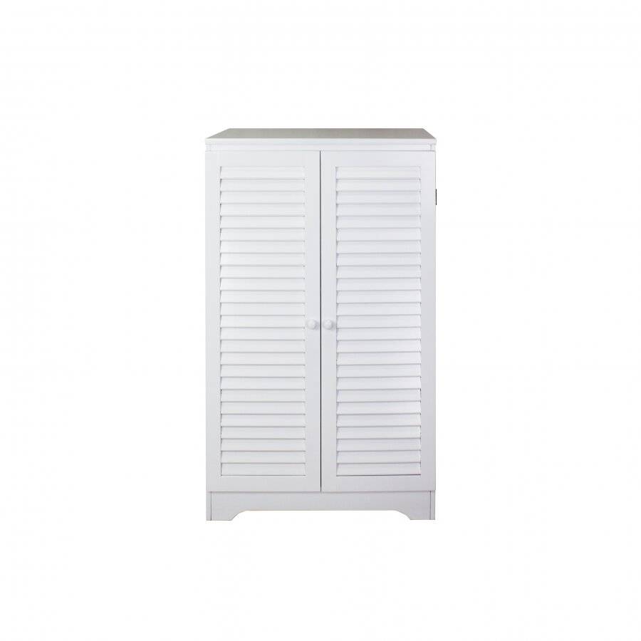 Woodluv Free Standing MDF Louvered Shoe Storage Cabinet - White