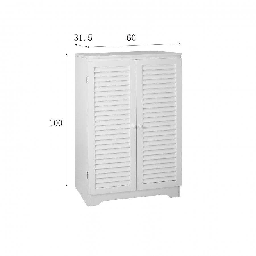 Woodluv Free Standing MDF Louvered Shoe Storage Cabinet - White