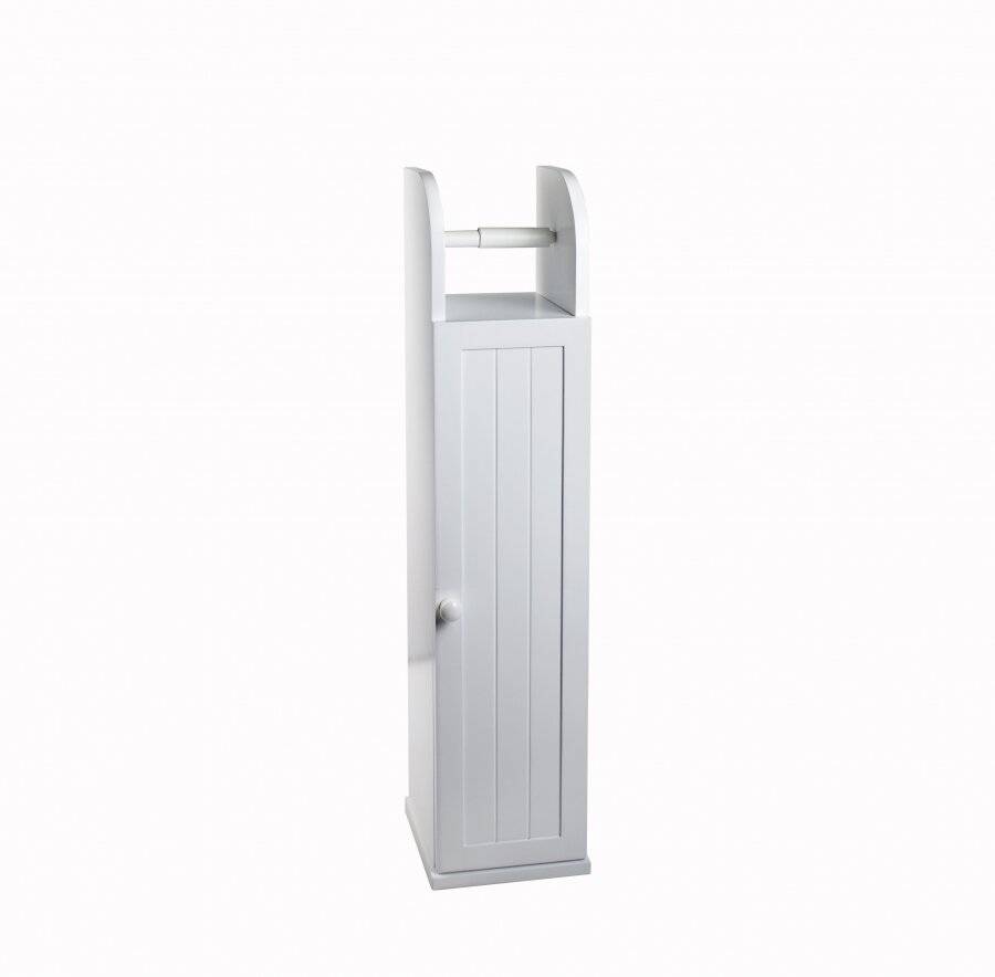 Woodluv Free Standing MDF Toilet Roll Holder Cabinet, White