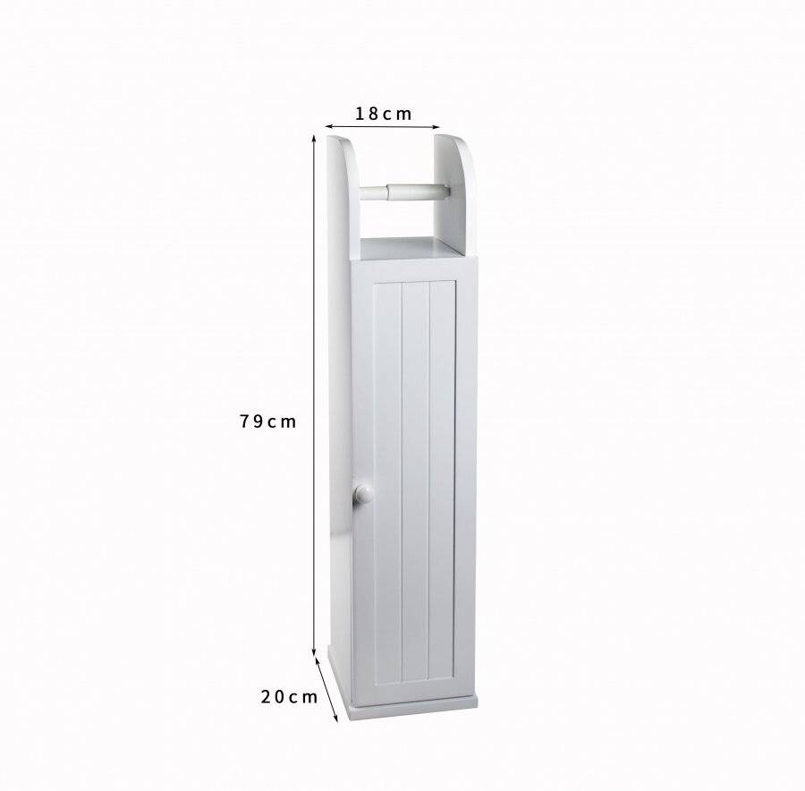 Woodluv Free Standing MDF Toilet Roll Holder Cabinet, White