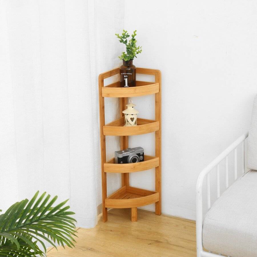 Woodluv Freestanding 4 Tier Corner Unit, Bathroom/Living Room