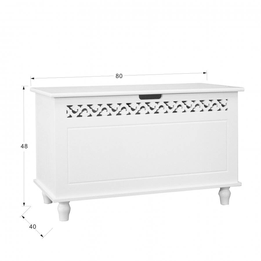 Woodluv Fretwork MDF Ottoman Storage Toy Chest - White