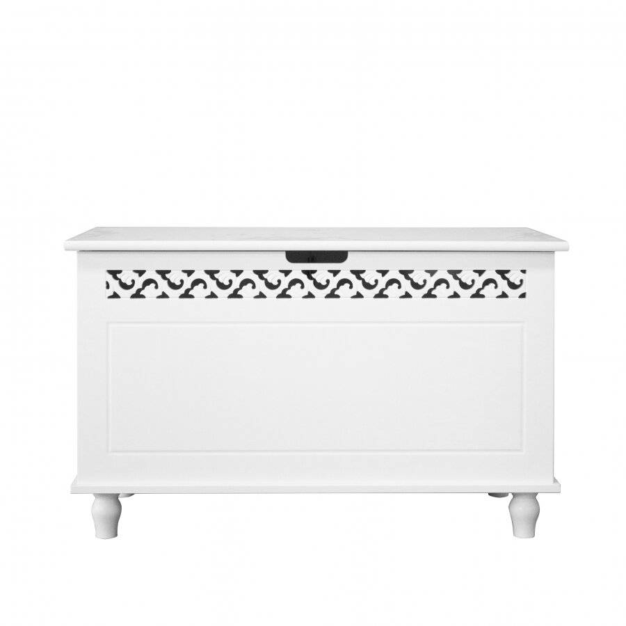 Woodluv Fretwork MDF Ottoman Storage Toy Chest - White