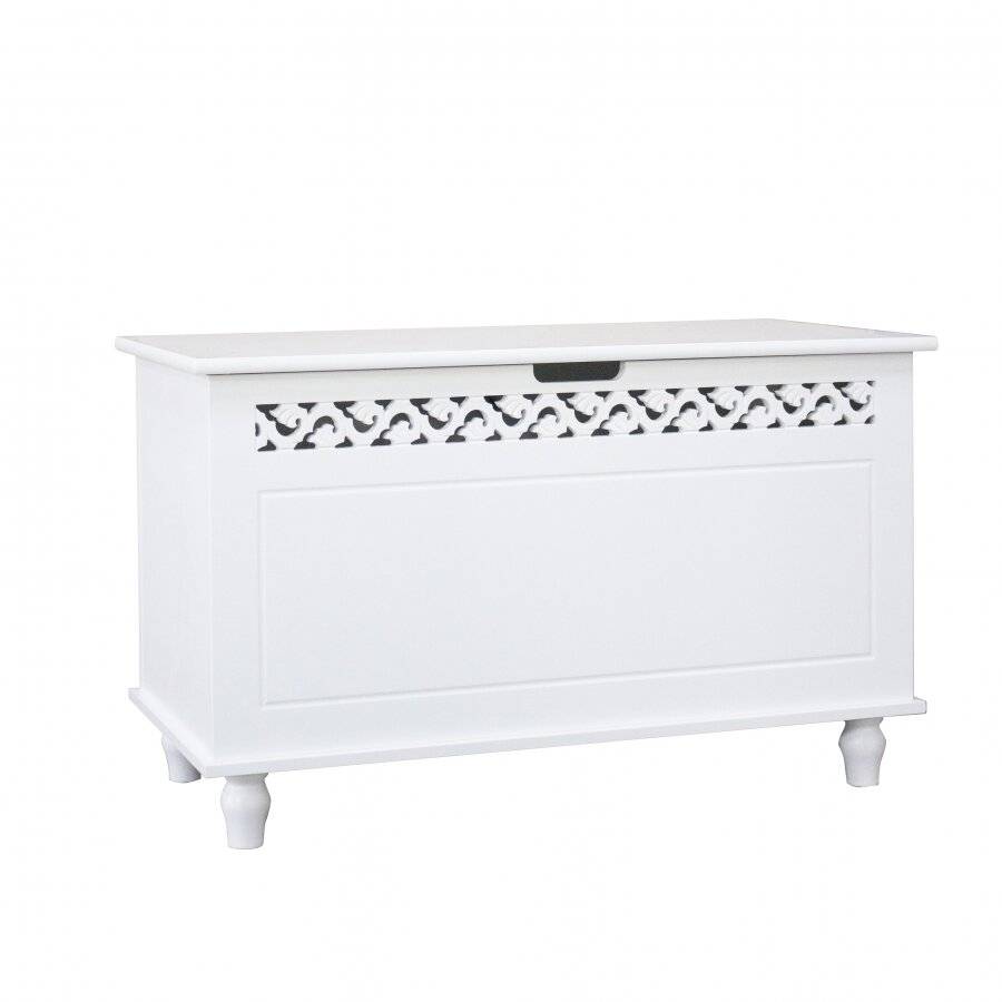 Woodluv Fretwork MDF Ottoman Storage Toy Chest - White