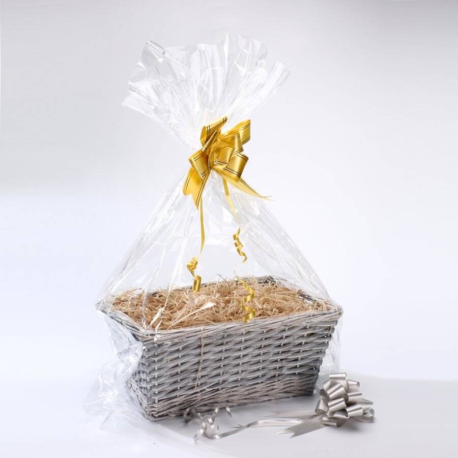 Woodluv Gift Hamper Wicker Basket With Accessories, Grey