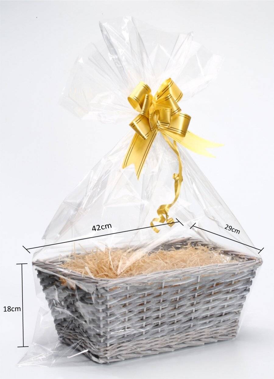 Woodluv Gift Hamper Wicker Basket With Accessories, Grey