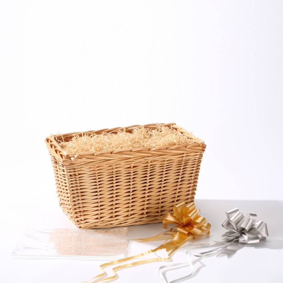 Create Your Own Gift Hamper Wicker Basket With Accessories, Natural