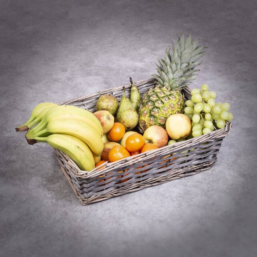 Woodluv Hand Made Set of 5 Rectangular Wicker Storage Baskets, Grey