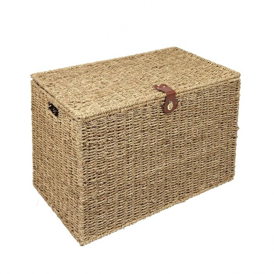 Woodluv Handwoven Natural Seagrass Storage Trunk, Toy Chest - Large