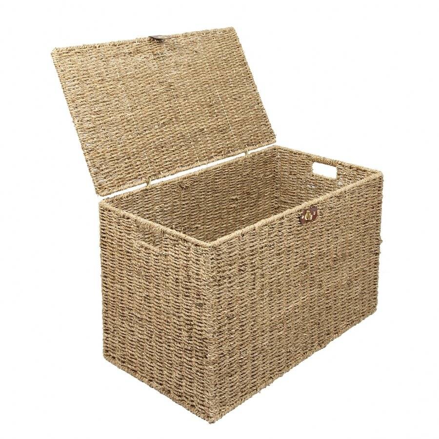 Woodluv Handwoven Natural Seagrass Storage Trunk, Toy Chest - Large