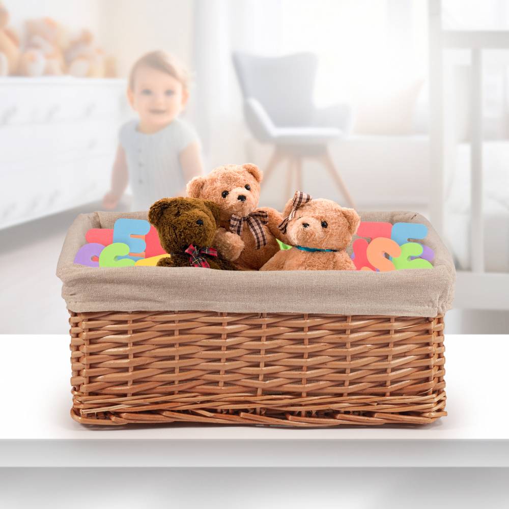 Woodluv Handwoven Wicker Shelf Storage Hamper Basket, Natural - Large