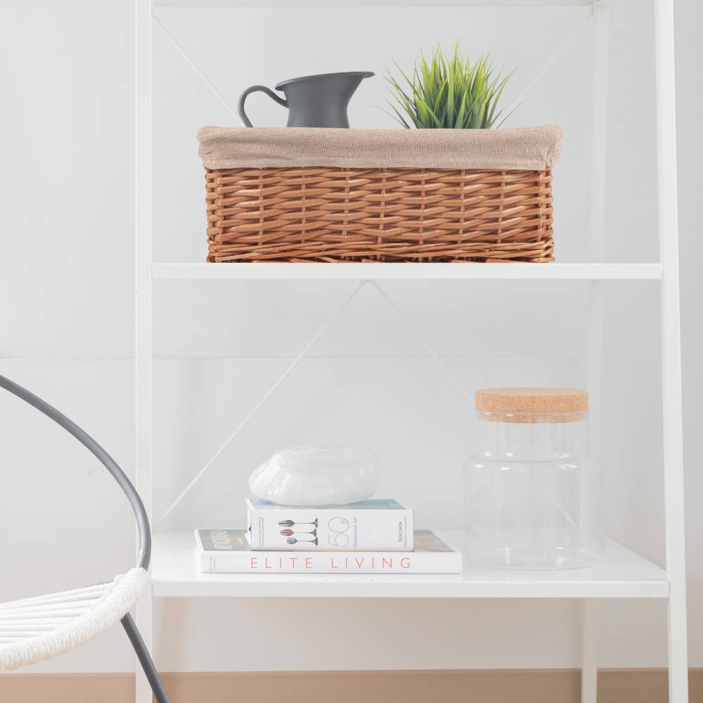 Woodluv Handwoven Wicker Shelf Storage Hamper Basket, Natural - Large
