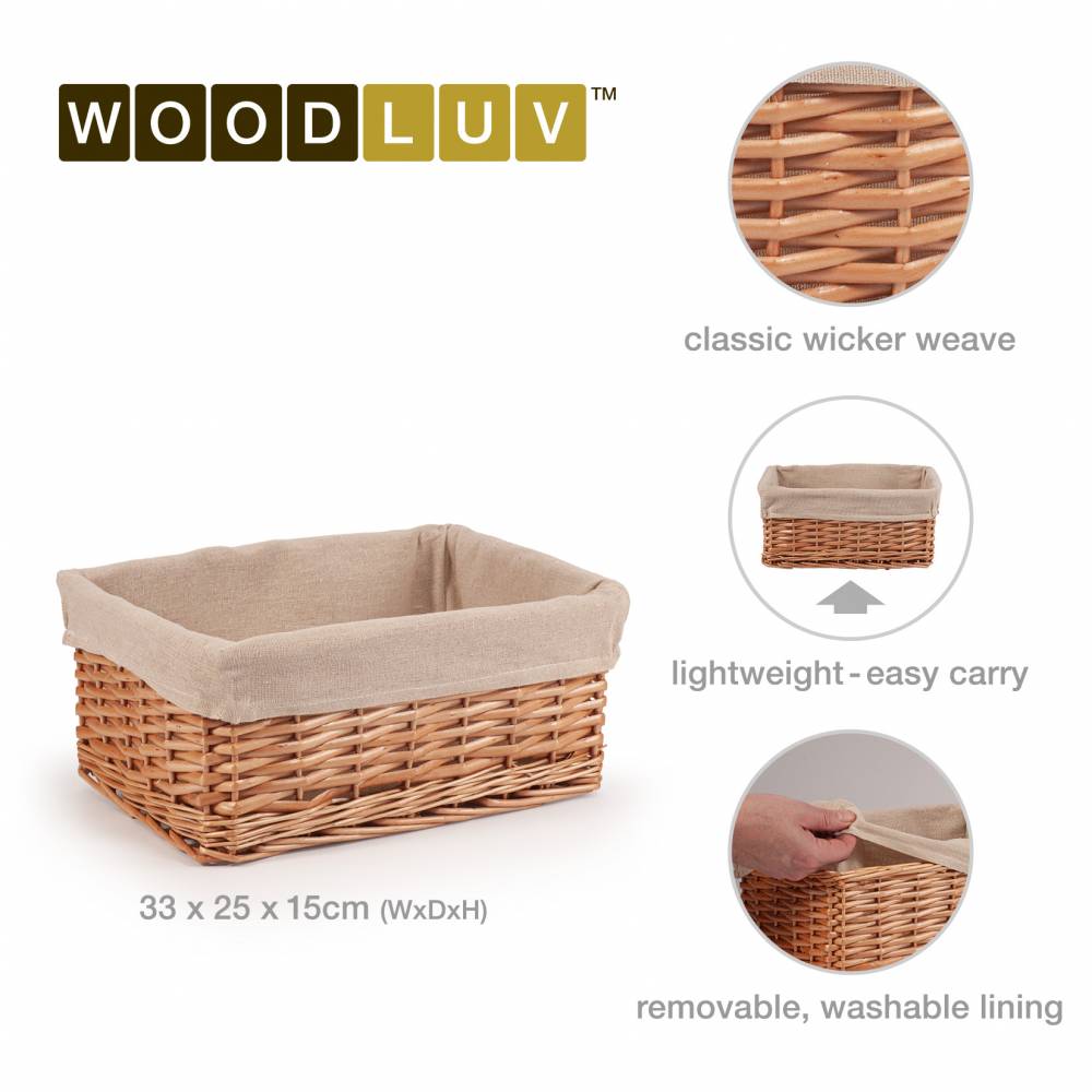 Woodluv Handwoven Wicker Shelf Storage Hamper Basket, Natural - Medium
