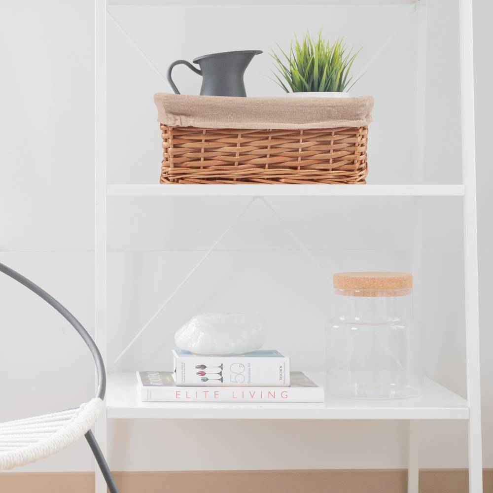 Woodluv Handwoven Wicker Shelf Storage Hamper Basket, Natural - Small