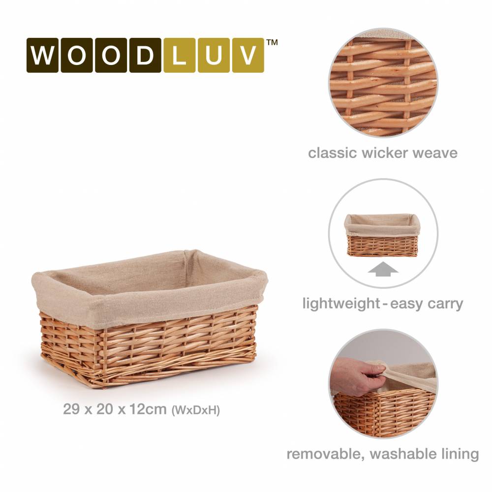 Woodluv Handwoven Wicker Shelf Storage Hamper Basket, Natural - Small