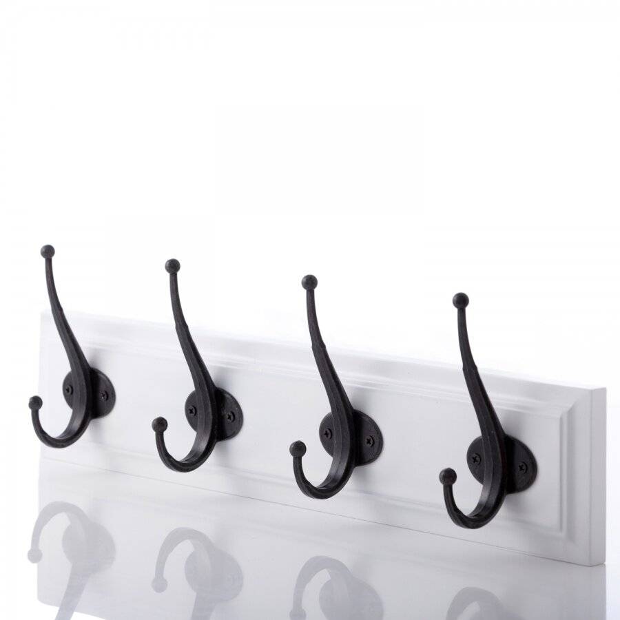 Woodluv Heavy Duty 4 Hook Wooden Coat Hanger - Black and White