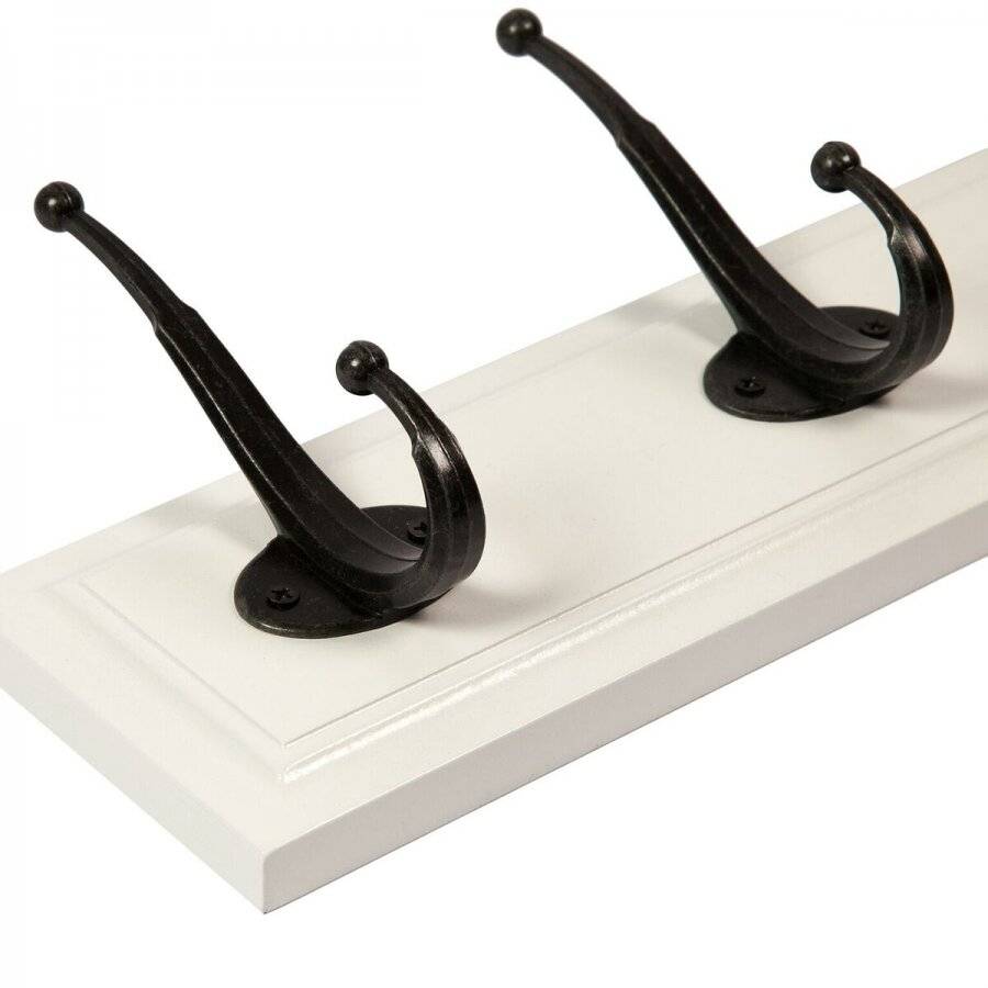 Woodluv Heavy Duty 4 Hook Wooden Coat Hanger - Black and White