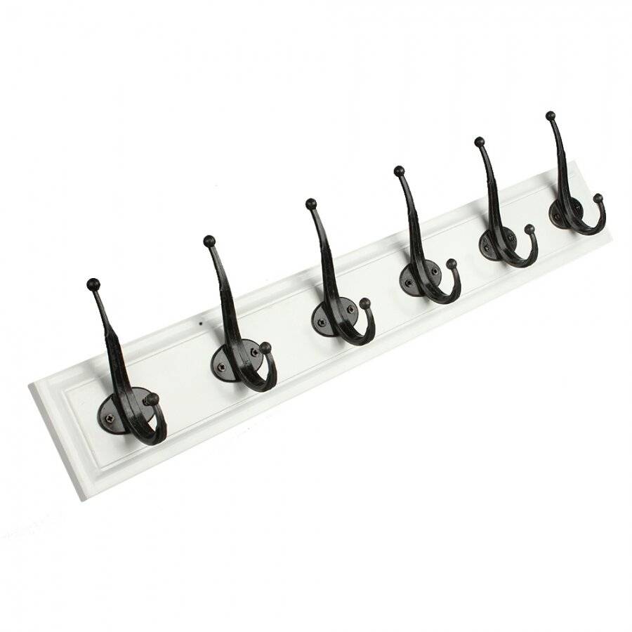 Woodluv Heavy Duty 6 Hook Wooden Coat Hanger - Black and White