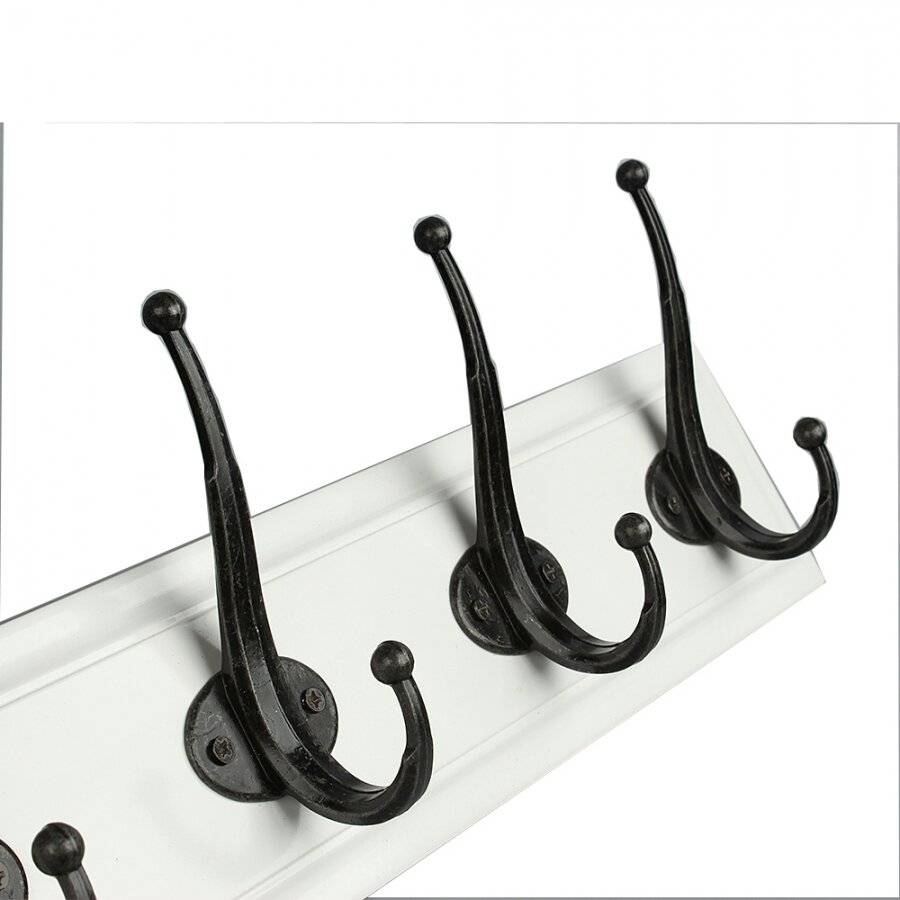 Woodluv Heavy Duty 6 Hook Wooden Coat Hanger - Black and White