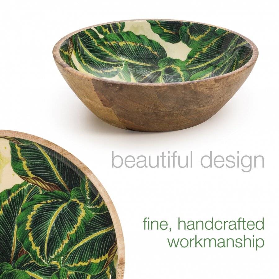 Woodluv Large 25 cm Mango Wood Decorative Salad Serving Bowl